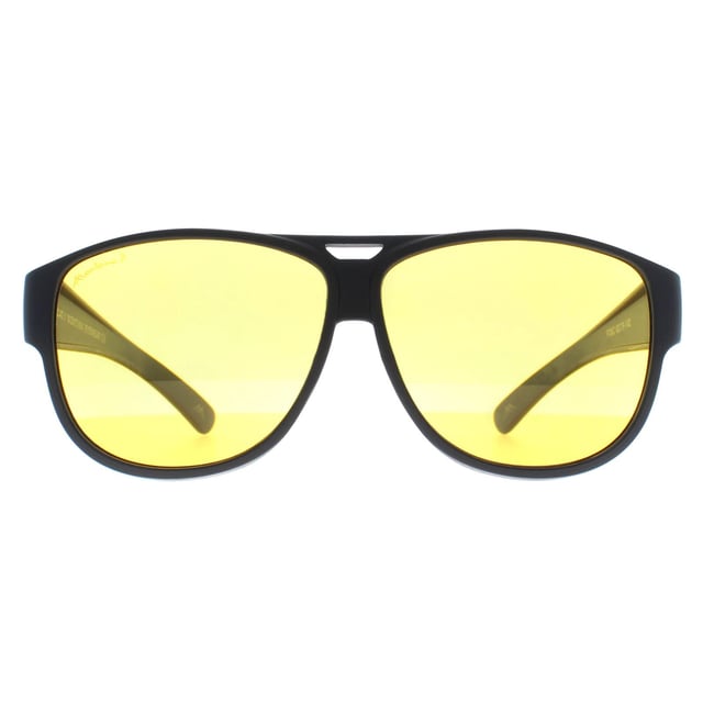 The FO6 Fit-Over Sunglasses by Montana Eyewear provide a practical solution for those who wear prescription glasses. The lightweight matte black polycarbonate frame ensures a secure and comfortable fit without adding extra bulk. Featuring polarized Cat. 1 yellow lenses, these sunglasses help reduce glare and improve contrast in low-light conditions. This makes them a useful choice for night-time driving, as they brighten the view and enhance visibility in fog, rain, and dusk. With a lens width of 64 mm, a bridge width of 15 mm, and a temple length of 140 mm, they offer a well-balanced fit. A hard case and soft pouch are included for easy storage and protection.