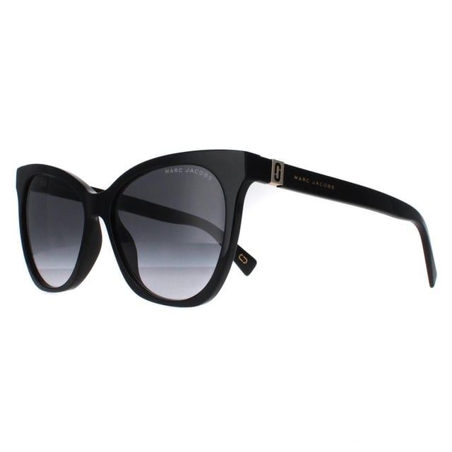 Marc Jacobs Cat Eye Womens Black Dark Grey Gradient MARC 336/S  Sunglasses offer a sophisticated and stylish look, perfect for those who appreciate modern design with timeless appeal. Crafted from premium materials, these full-rim sunglasses feature a sleek cat eye frame that complements various face shapes. The lenses provide superb UV protection, ensuring optimal eye safety in bright conditions. With subtle logo detailing on the temples, these  sunglasses combine fashion-forward aesthetics with everyday functionality, making them an ideal accessory for both casual and more polished occasions. Durable yet lightweight, they deliver all-day comfort and chic versatility.