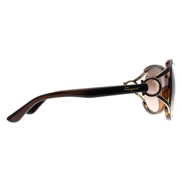 Salvatore Ferragamo Round Womens Dark Brown  Brown Grey Gradient SF600S  Sunglasses feature a contemporary design with a chic frame. Combining style and comfort, these sunglasses provide superior UV protection for any occasion.