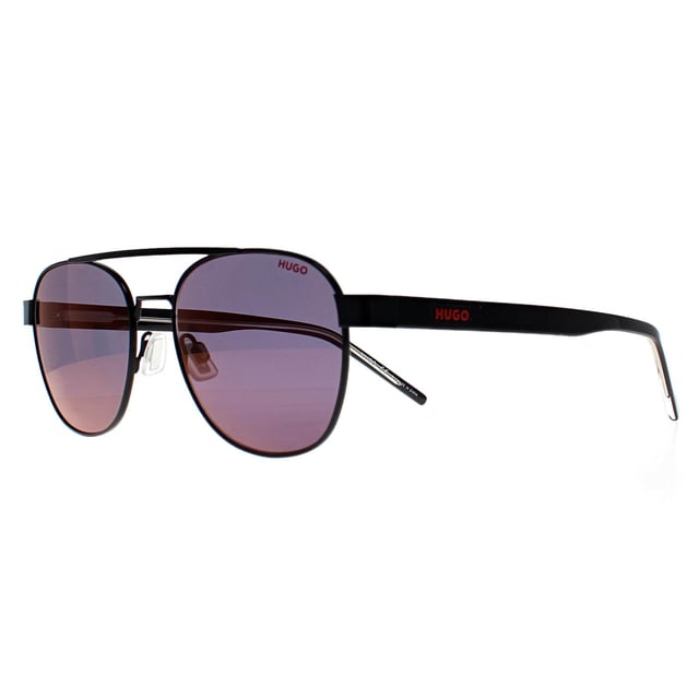 Hugo by Hugo Boss Round Mens Matte Black Red Mirror HG 1196/S  Sunglasses feature a chic, modern design with a sleek frame. Designed for comfort and style, these sunglasses offer superior sun protection while maintaining a sophisticated look.
