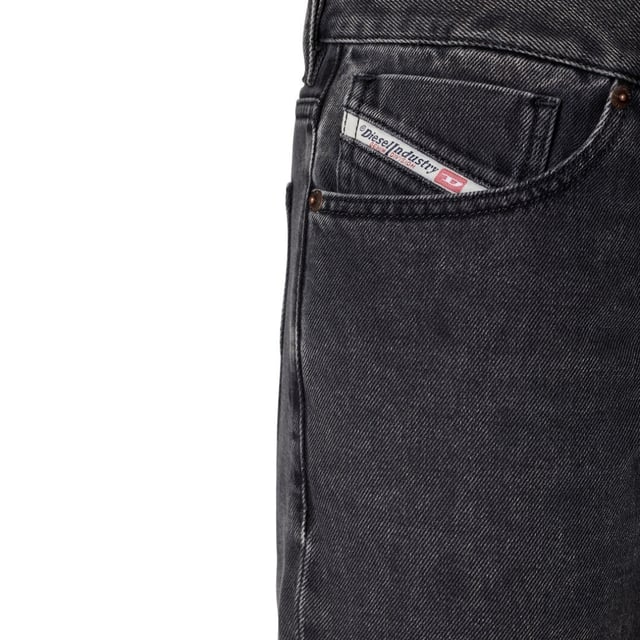 Diesel Black Denim Pants ,  Button Fly, Made In Tunisia, 100% Cotton, Black Denim, Straight Leg,  Diesel Branded Badge