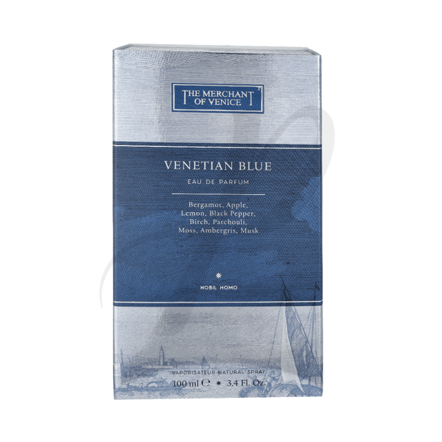 Discover the essence of modern masculinity with Venetian Blue Eau de Parfum by The Merchant of Venice. This captivating fragrance features a refreshing blend of Apple, Bergamot, Lemon, and Pineapple, awakening your senses with its vibrant energy. The heart notes of smoky Birch, spicy Black Pepper, and earthy Patchouli create an alluring depth, while the base notes of Ambergris and Musk leave a lasting impression of sophistication. Encased in a sleek glass bottle adorned with a striking blue pattern, Venetian Blue is perfect for the confident man who embraces his individuality.