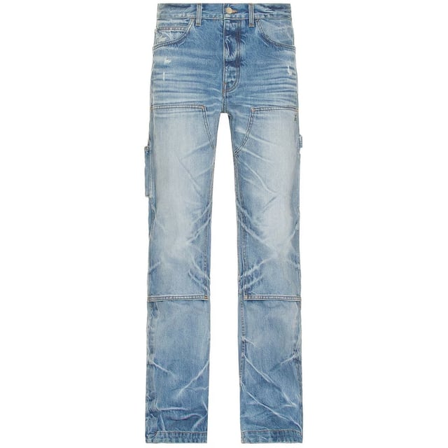 Amiri Blue Denim Pants ,  Button Fly , 100% Cotton, Made in USA, Straight Leg,  Amiri Branded Badge