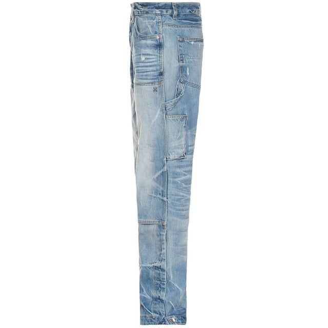 Amiri Blue Denim Pants ,  Button Fly , 100% Cotton, Made in USA, Straight Leg,  Amiri Branded Badge