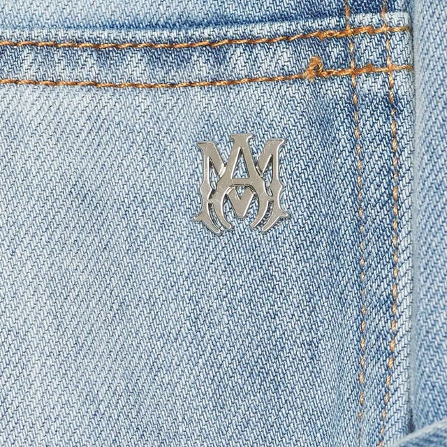 Amiri Blue Denim Pants ,  Button Fly , 100% Cotton, Made in USA, Straight Leg,  Amiri Branded Badge