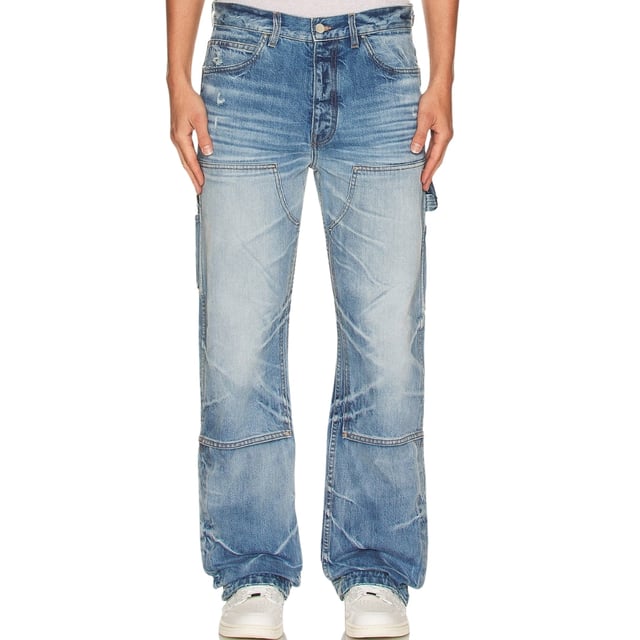 Amiri Blue Denim Pants ,  Button Fly , 100% Cotton, Made in USA, Straight Leg,  Amiri Branded Badge