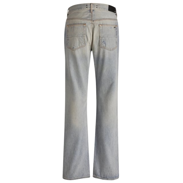 Amiri Blue Denim Byxor , Button Fly , 100 % Cotton Denim, Tillverkad i USA, raka ben, Amiri Branded Badge