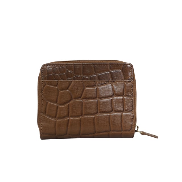 The 'Jolly' compact RFID equipped wallet purse is perfectly handcrafted with premium vintage Croc real leather for that designer look. This timeless design wallet purse easily fits in your bag or pocket featuring multiple card slots, slip pockets and a zip pocket. Organise your belongings with ease with 'Jolly' the perfect medium sized wallet purse.
Riveted closure for safe and secure storage. Zip compartment for you to store your coins and keys. Equipped with RFID technology to keep you safe from modern theft. Three card slots and three slip pockets for you to store your cards and notes. Compact size fitting easily in your bag or pocket. Fittings: Clean Brass. Composition: Body: 100% Genuine Leather. Lining: Polyester.
DISCLAIMER : All pictures shown are for illustration purpose only. Actual product colour may vary due to different ambience lighting or the screen display settings. Size- W11cm x H9.5cm x D2cm.