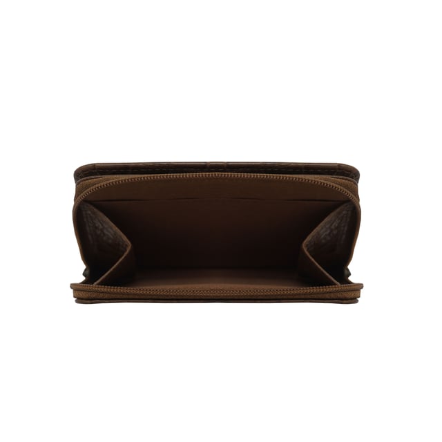 The 'Jolly' compact RFID equipped wallet purse is perfectly handcrafted with premium vintage Croc real leather for that designer look. This timeless design wallet purse easily fits in your bag or pocket featuring multiple card slots, slip pockets and a zip pocket. Organise your belongings with ease with 'Jolly' the perfect medium sized wallet purse.
Riveted closure for safe and secure storage. Zip compartment for you to store your coins and keys. Equipped with RFID technology to keep you safe from modern theft. Three card slots and three slip pockets for you to store your cards and notes. Compact size fitting easily in your bag or pocket. Fittings: Clean Brass. Composition: Body: 100% Genuine Leather. Lining: Polyester.
DISCLAIMER : All pictures shown are for illustration purpose only. Actual product colour may vary due to different ambience lighting or the screen display settings. Size- W11cm x H9.5cm x D2cm.