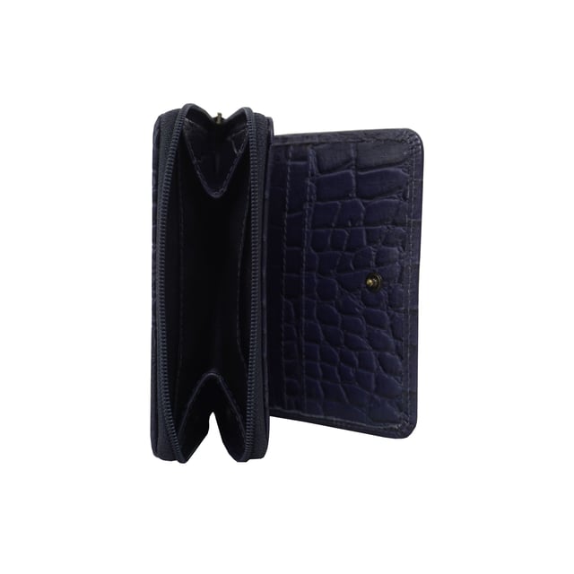 The 'Jolly' compact RFID equipped wallet purse is perfectly handcrafted with premium vintage Croc real leather for that designer look. This timeless design wallet purse easily fits in your bag or pocket featuring multiple card slots, slip pockets and a zip pocket. Organise your belongings with ease with 'Jolly' the perfect medium sized wallet purse.
Riveted closure for safe and secure storage. Zip compartment for you to store your coins and keys. Equipped with RFID technology to keep you safe from modern theft. Three card slots and three slip pockets for you to store your cards and notes. Compact size fitting easily in your bag or pocket. Fittings: Clean Brass. Composition: Body: 100% Genuine Leather. Lining: Polyester.
DISCLAIMER : All pictures shown are for illustration purpose only. Actual product colour may vary due to different ambience lighting or the screen display settings. Size- W11cm x H9.5cm x D2cm.