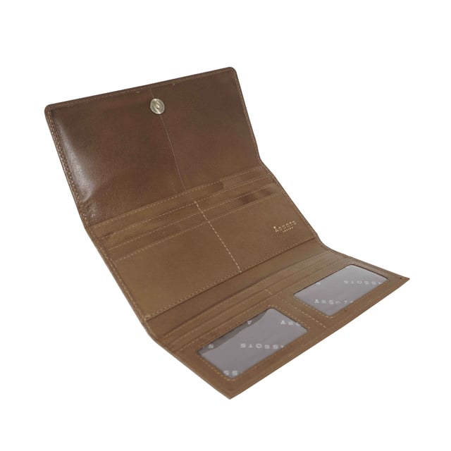 The ‘Claire’ flapover ladies purse is handcrafted with the Assots premium 'Giovani' Italian Polished vegetable tanned leather. Equipped with RFID technology, this practical ladies purse features a magnetic fastening closure with plenty of room to organise your cash, cards and coins. This large leather ladies purse is perfect to compliment your handbag and fits in easily. Stay safe and organised with ‘Claire’ the perfect addition to your collection of purses ideal for all outfits and occasions.
Secured flap over magnetic fastening closure to store your essentials safely and securely. Foldover flap design. Equipped with RFID technology for safety.
Additional back zip pocket to ensure you don’t run out of space. Two note compartments. Eight internal card compartments. Two windowed ID slots.Assots branded lined interiors. Lightweight for easy carry. Fittings Colour: Clean Brass. Composition: Body: 100% Genuine Leather. Lining: 100% Cotton.
DISCLAIMER : All pictures shown are for illustration purpose only. Actual product colour may vary due to different ambience lighting or the screen display settings. Size - W20cm x H10.5cm x D2.5cm.