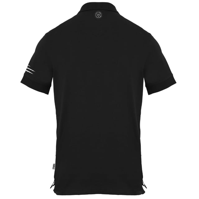 Plein Sport zwart poloshirt, 100% katoen, knoopsluiting. Korte mouw, kraag, badges met Plein-merk, zwarte polo