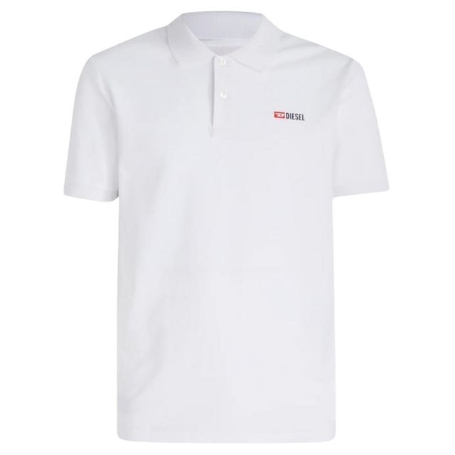 Manténgase cómodo y a la moda con este polo de Diesel., Cuello, Mangas cortas, 100% algodón, Cierre de botones, Hecho en China, Extremos de mangas elásticos, Corte regular, Se ajusta a la talla real, Polo blanco