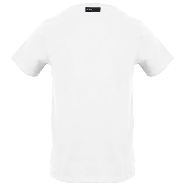 Plein Sport White T-Shirt, 100% Cotton, Plein Sport Branded Logo, Short Sleeve, Crew Neck, Plein Branded Badges, Made in Bangladesh, White Tee
