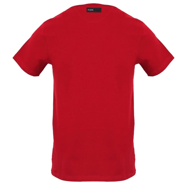 Plein Sport Red T-Shirt, 100% Cotton, Plein Sport Branded Logo, Short Sleeve, Crew Neck, Plein Branded Badges, Made in Bangladesh, Red Tee