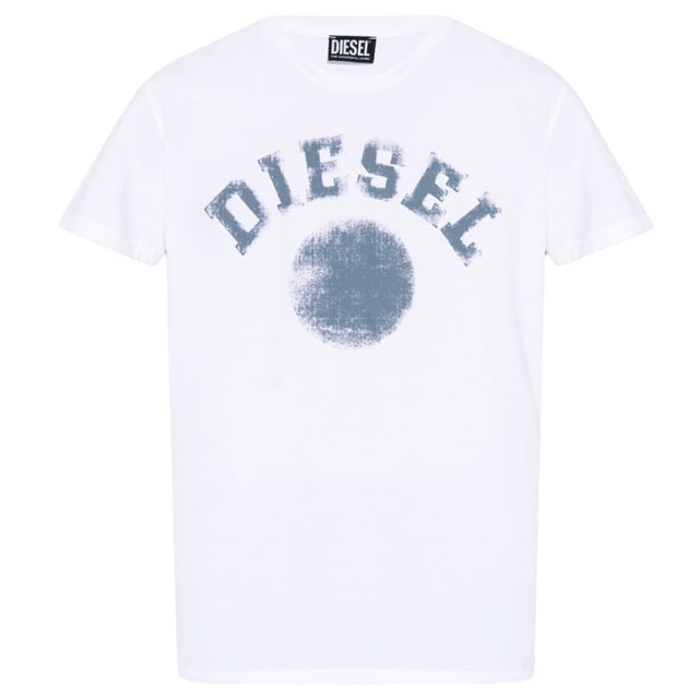 Short Sleeved White T-Shirt, Diesel Branding, Crew Neck Tee, Regular Fit, Fits True To Size, 100% Cotton, White Tee