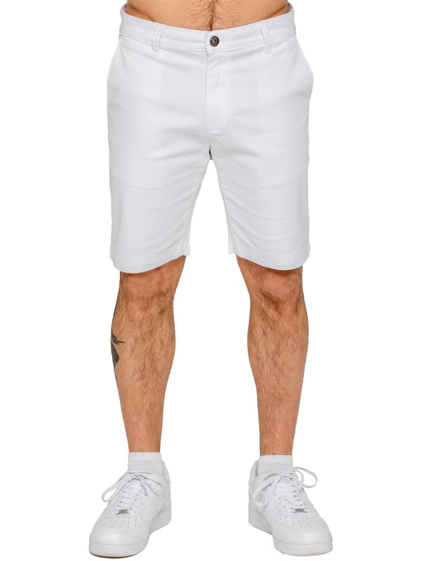 Upgrade your warm-weather wardrobe with the Enzo Men's Chino Shorts, designed for both style and comfort. Featuring a slim fit and crafted from stretch fabric, these shorts offer ease of movement and a sleek look. Practicality meets sophistication with two side slash pockets and two back welt pockets, providing ample storage for your essentials. The zip fly fastening ensures a secure and classic finish. (647)