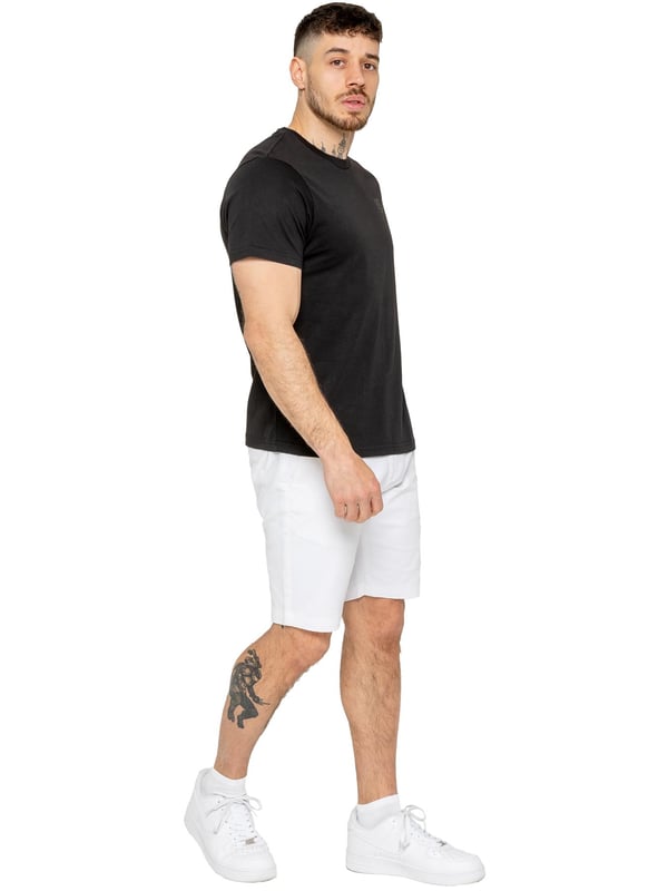 Upgrade your warm-weather wardrobe with the Enzo Men's Chino Shorts, designed for both style and comfort. Featuring a slim fit and crafted from stretch fabric, these shorts offer ease of movement and a sleek look. Practicality meets sophistication with two side slash pockets and two back welt pockets, providing ample storage for your essentials. The zip fly fastening ensures a secure and classic finish. (647)