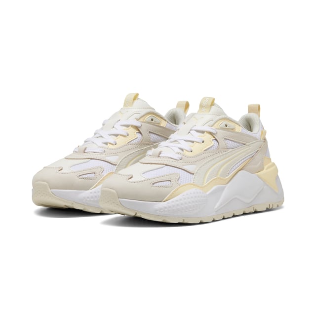 PRODUCT STORY: RS-X is back. This future-retro silhouette made waves when it dropped in 2018, celebrated for its disruptive design, fresh material mixes, and bold colours. Today, RS-X returns for a new generation of consumers who live to express their individuality. It's here to start a revolution of self-expression. This version features a textile upper, nubuck and synthetic overlays, and a synthetic PUMA Formstrip with debossed and printed lines. FEATURES & BENEFITS: The upper of the shoes is made with at least 20% recycled materials. DETAILS: Regular fit; Textile upper; Nubuck overlays on vamp, quarter, and heel; synthetic overlays on tongue, eyestay, and heel; Mesh lining; Lace closure; EVA midsole; Rubber outsole; Synthetic PUMA Formstrip with debossed and printed lines; TPU top eyelet; PUMA branding details.