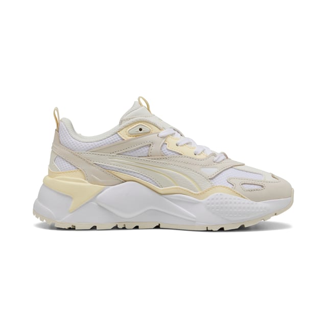 PRODUCT STORY: RS-X is back. This future-retro silhouette made waves when it dropped in 2018, celebrated for its disruptive design, fresh material mixes, and bold colours. Today, RS-X returns for a new generation of consumers who live to express their individuality. It's here to start a revolution of self-expression. This version features a textile upper, nubuck and synthetic overlays, and a synthetic PUMA Formstrip with debossed and printed lines. FEATURES & BENEFITS: The upper of the shoes is made with at least 20% recycled materials. DETAILS: Regular fit; Textile upper; Nubuck overlays on vamp, quarter, and heel; synthetic overlays on tongue, eyestay, and heel; Mesh lining; Lace closure; EVA midsole; Rubber outsole; Synthetic PUMA Formstrip with debossed and printed lines; TPU top eyelet; PUMA branding details.