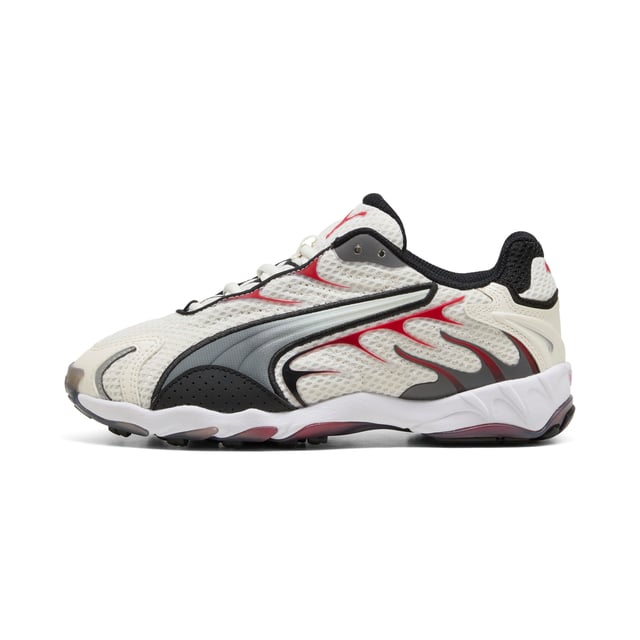 PRODUCT STORY: Re-introducing, the Inhale. Born in the 2000s, the Inhale first hit the scene as a performance runner. Its exaggerated lines, contours, and curves made it beloved on and off the track. Today, it’s back with an updated lifestyle silhouette and the same attitude. The Inhale is brimming with energy, can you match it? FEATURES & BENEFITS: Vegan certified product. DETAILS: Regular width; Mesh upper; Lace closure; Comfortable Ortholite® footbed; Textile lining; Rubber outsole; PUMA Youth: Recommended for older kids between 8 and 16 years.