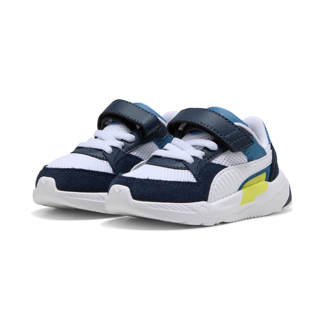 PRODUCT STORY: Featuring a mesh upper with synthetic overlays and suede accents, these PUMA kicks bring a futro aesthetic to your every move. The CMEVA midsole and rubber outsole ensure grip, while the KinderFit sockliner guarantees the perfect fit. Elastic laces and hook-and-loop closure make them easy to wear. DETAILS: Regular width; Textile upper; Elastics & hook-and-loop closure; PUMA branding details.