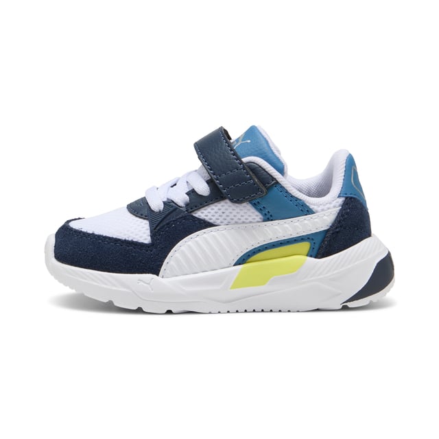 PRODUCT STORY: Featuring a mesh upper with synthetic overlays and suede accents, these PUMA kicks bring a futro aesthetic to your every move. The CMEVA midsole and rubber outsole ensure grip, while the KinderFit sockliner guarantees the perfect fit. Elastic laces and hook-and-loop closure make them easy to wear. DETAILS: Regular width; Textile upper; Elastics & hook-and-loop closure; PUMA branding details.