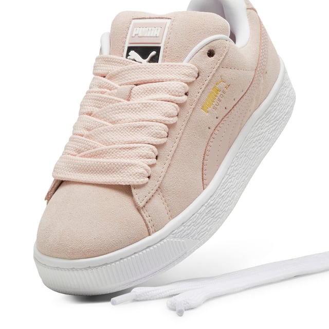 PRODUCT STORY: This fresh take on the classic Suede draws inspiration from PUMA’s heritage within breakdancing and its influence on modern streetwear. The Suede XL retains the Suede’s iconic DNA, but gives it a twist with an exaggerated padded collar and tongue, plus a chunkier sole. This execution features a full suede upper with a leather Formstrip. FEATURES & BENEFITS: PUMA’s leather products support responsible manufacturing via the Leather Working Group.DETAILS: Suede upper; Leather Formstrip; Suede tongue with mesh binding; Debossed and foil-printed PUMA branding on quarter panel; Mesh lining; Mesh sockliner; Rubber midsole; Rubber outsole; Lining: Textile, Other; Outsole: Rubber; Upper: Leather; Sockliner: Textile.