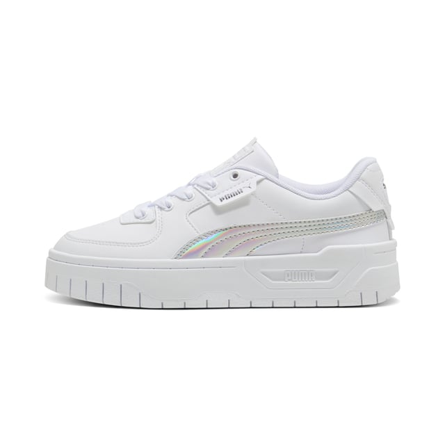 PRODUCT STORY: Your Cali Dream's have come true: with a stand out TPU insert on the midsole and iconic Cali details in the upper, this is the Cali you've been dreaming of. Slip them on and shine from within. DETAILS: Leather and synthetic upper; Stitched leather overlay on vamp; Rubber pods on midsole; Foil printed PUMA branding; PUMA Youth: Recommended for older kids between 8 and 16 years; Lining: 100% Textile; Outsole: 100% Rubber; Upper: 97.64% Synthetic, 2.36% Textile; Sockliner: 100% Textile.