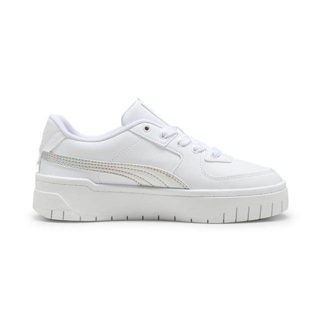 PRODUCT STORY: Your Cali Dream's have come true: with a stand out TPU insert on the midsole and iconic Cali details in the upper, this is the Cali you've been dreaming of. Slip them on and shine from within. DETAILS: Leather and synthetic upper; Stitched leather overlay on vamp; Rubber pods on midsole; Foil printed PUMA branding; PUMA Youth: Recommended for older kids between 8 and 16 years; Lining: 100% Textile; Outsole: 100% Rubber; Upper: 97.64% Synthetic, 2.36% Textile; Sockliner: 100% Textile.