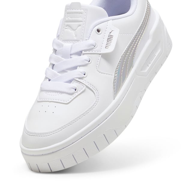 PRODUCT STORY: Your Cali Dream's have come true: with a stand out TPU insert on the midsole and iconic Cali details in the upper, this is the Cali you've been dreaming of. Slip them on and shine from within. DETAILS: Leather and synthetic upper; Stitched leather overlay on vamp; Rubber pods on midsole; Foil printed PUMA branding; PUMA Youth: Recommended for older kids between 8 and 16 years; Lining: 100% Textile; Outsole: 100% Rubber; Upper: 97.64% Synthetic, 2.36% Textile; Sockliner: 100% Textile.
