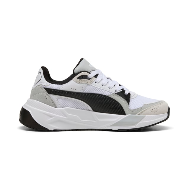 PRODUCT STORY: Future-forward vibes meet superior comfort for your active lifestyle. Featuring a mesh upper with synthetic and suede overlays, comfortable CMEVA midsole, and a rubber outsole. The SOFTFOAM+ sockliner ensures every step feels amazing. With a printed logo on the tongue and heel, lace closure, and a futro aesthetic, PUMA's got your style covered. FEATURES & BENEFITS: SOFTFOAM+: Step-in comfort sockliner designed to provide soft cushioning thanks to its extra thick heel; CMEVA: PUMA's compression-moulded EVA material for lightweight performance. DETAILS: Regular width; Mesh upper; Lace closure; CMEVAV midsole; Rubber outsole; PUMA branding details.