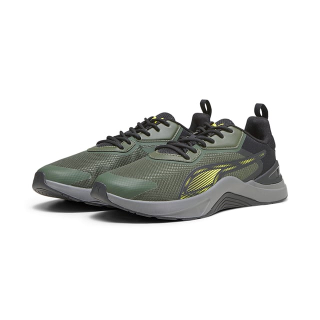 PRODUCT STORY: The all-new Infusion training shoes take inspiration from our renowned Fuse training shoes but tweaks it with a slimmer design language. Like the original Fuse, though, the cushioning is lightweight and responsive, perfect for long days at the gym, and the padded collar ensures your feet are secure for each lift. FEATURES & BENEFITS: PROFOAM: Lightweight EVA designed to cushion your landing and propel your next step; SOFTFOAM+: Step-in comfort sockliner designed to provide soft cushioning thanks to its extra thick heel. DETAILS: Durable eyestays and vamp with overlays; Full-length rubber midsole; TPU heel clip and padded foam collar; TPU heel clip and padded foam collar; PUMA Cat Logo on tongue.
