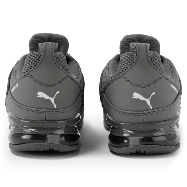PRODUCT STORY: You train to push your limit. And the CELL Regulate Woven shoes are pushing the limits of comfort and support in running shoes. This fresh update on the CELL Regulate model features a woven textile upper, a TPU shank for hell and midfoot support and motion control, an EVA heel pod for cushioning and shock absorption and a rubber outsole for optimal grip and traction. DETAILS : Woven textile upper with overlay details; TPU shank provides midfoot support and motion control; Dynamic lacing system provides a secure fit and feel; EVA heel pod provides cushioning and shock absorption; Rubber outsole provides grip and traction; Heel pull tab for easy on/off; CAT Logo on tongue tab; PUMA-branded strap across vamp for added support.
