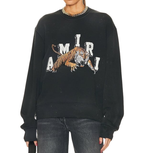 Amiri Brand Logo Black Jumper, 100% Cotton, Graphic On Chest, Crew Neck, Long Sleeves, Brand Logo, Made In USA, Elasticated Neck, Sleeve Ends and Bottom