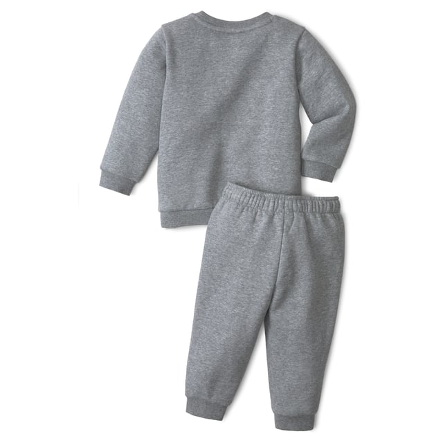 PRODUCT STORY: A classic co-ord jogger suit for stylish little tykes: this two-piece set comes with soft ribbed edging and an elasticated waist, along with slim fit bottoms and decisive branding that echoes our adult styles. DETAILS: Regular fit top; Slim fit pants; Ribbed crew neck, waistband and cuffs; Button placket at shoulder seam for easy in and out (for sizes 62-86); Elastic waistband with internal drawcord on bottoms; PUMA No. 1 Logo rubber print at chest; PUMA No. 1 Logo rubber print at left leg.