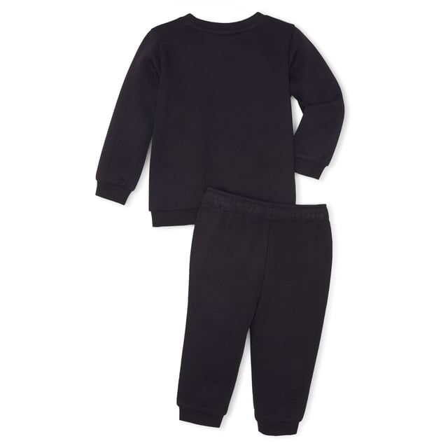 PRODUCT STORY: A classic co-ord jogger suit for stylish little tykes: this two-piece set comes with soft ribbed edging and an elasticated waist, along with slim fit bottoms and decisive branding that echoes our adult styles. DETAILS: Regular fit top; Slim fit pants; Ribbed crew neck, waistband and cuffs; Button placket at shoulder seam for easy in and out (for sizes 62-86); Elastic waistband with internal drawcord on bottoms; PUMA No. 1 Logo rubber print at chest; PUMA No. 1 Logo rubber print at left leg.
