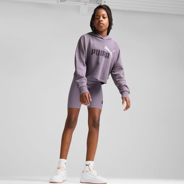 PRODUCT STORY: Hit all this season's style notes in this Essentials favourite. Simple but spot-on, it combines an on-trend relaxed fit with a cropped cut and a two-tone logo in pride of place. FEATURES & BENEFITS: Made with at least 20% recycled materials. DETAILS: Relaxed fit; Hooded neckline; Ribbed cuffs; PUMA No. 1 Logo rubber print on the chest.  Our model is 150 cm tall and is wearing size 152 RUS.