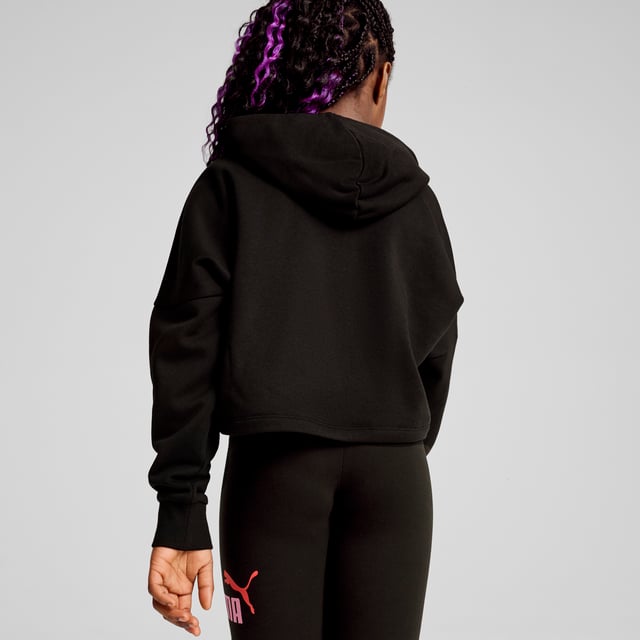 PRODUCT STORY: Hit all this season's style notes in this Essentials favourite. Simple but spot-on, it combines an on-trend relaxed fit with a cropped cut and a two-tone logo in pride of place. FEATURES & BENEFITS: Made with at least 20% recycled materials. DETAILS: Relaxed fit; Hooded neckline; Ribbed cuffs; PUMA No. 1 Logo rubber print on the chest.  Our model is 146 cm tall and is wearing size 152 RUS.