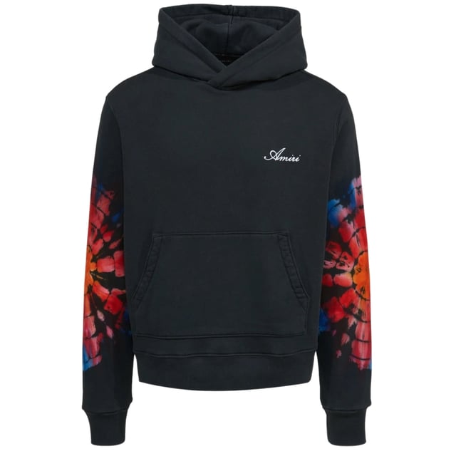 Sudadera con capucha Amiri negra, Corte regular, Se ajusta a la talla real, 100% algodón, Hecho en EE. UU., Extremos de cintura y mangas acanalados, Sudadera con capucha, Sudadera con capucha negra, Ropa urbana