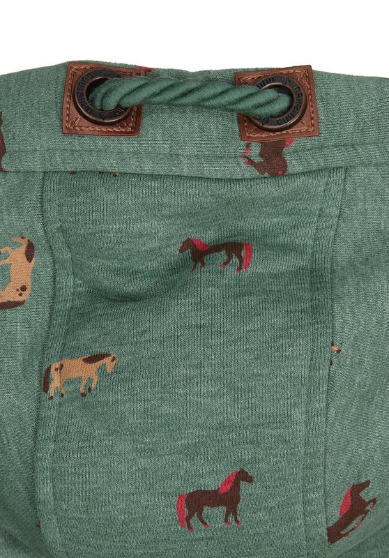 Sweat Hoody "Brazzo" in Pine Green Melange (Small Horses)