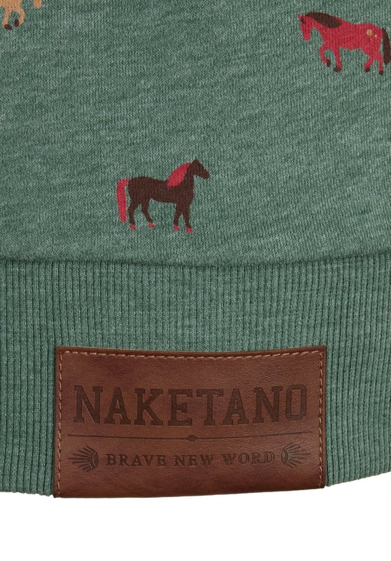 Sweat Hoody "Brazzo" in Pine Green Melange (Small Horses)