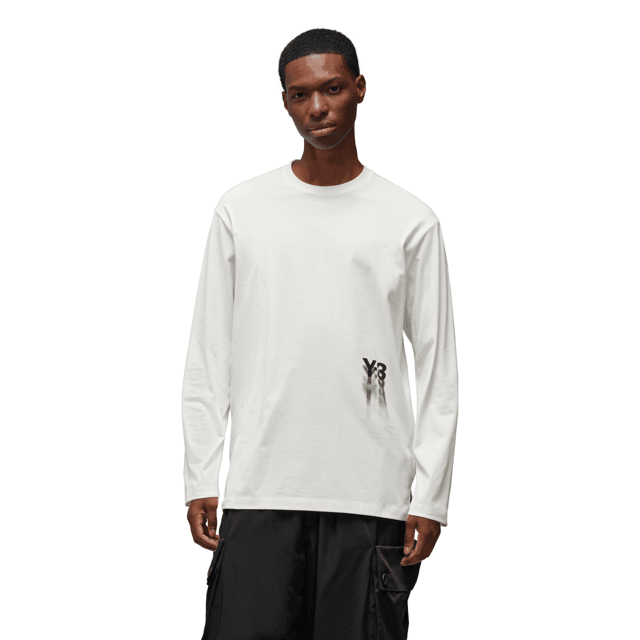 Men's Y-3 Graphic Long Sleeve T-Shirt in Off White