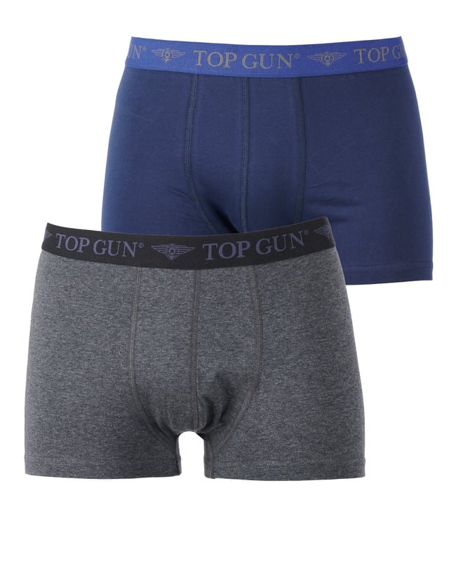 Die Boxershorts sind eng anliegend und besitzen an der Hüfte einen Gummizug mit Top Gun Logo. Hierbei handelt es sich um einen Doppelpack der in verschiedenen Farbkominationen erhältlich ist.
