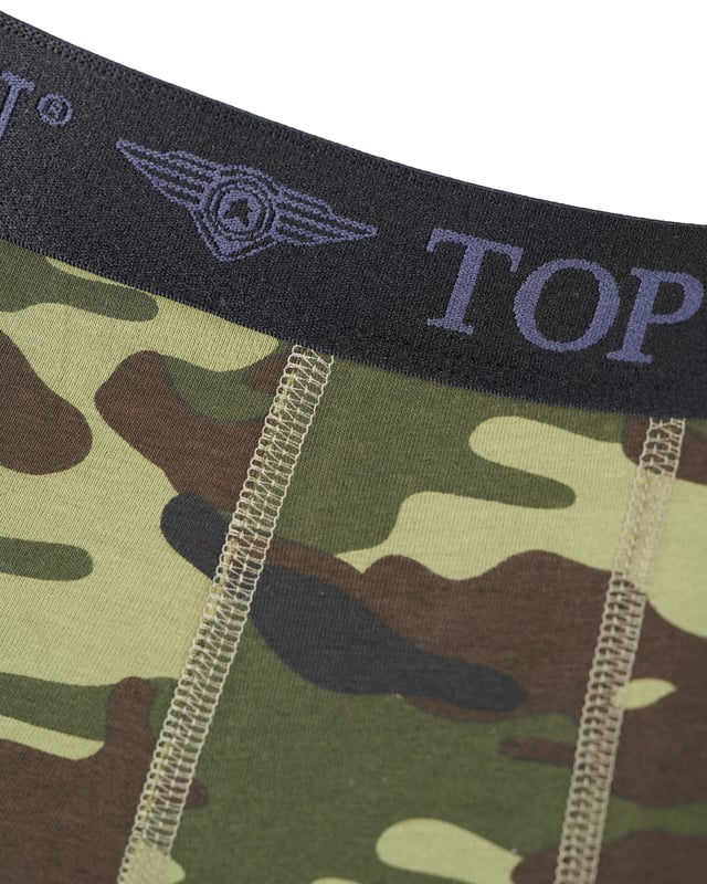 Die Boxershorts sind eng anliegend und besitzen an der Hüfte einen Gummizug mit Top Gun Logo. Hierbei handelt es sich um einen Doppelpack in verschiedenen Farbkombinationen.