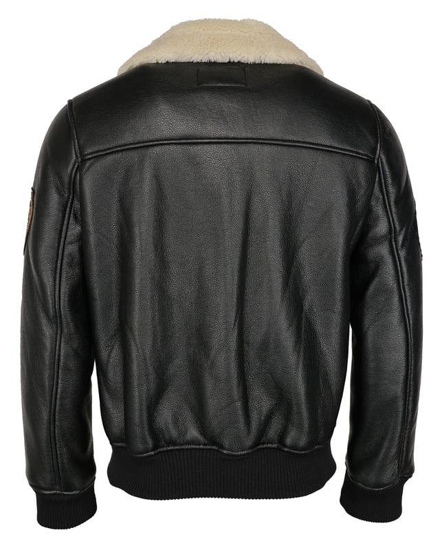 met imitatiebontkraag Kunstleren jack van TopGun met imitatiebontkraag en imitatiebontvoering De opgenaaide patches met de typische Top Gun-motieven geven dit jack extra expressiviteit voor een casual look. De jas heeft twee steekzakken en een binnenzak.