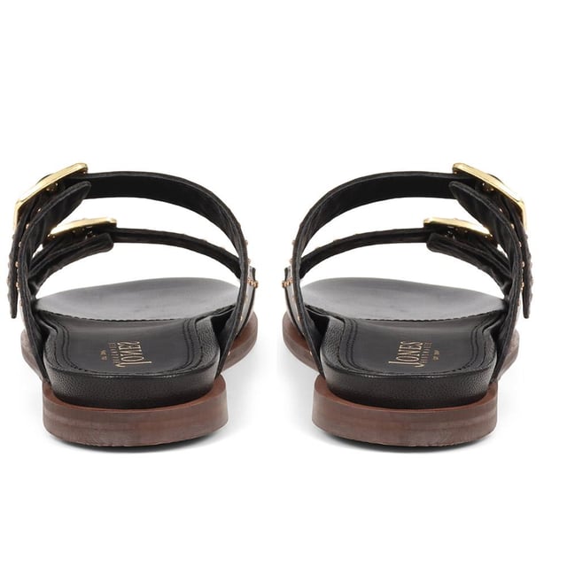 Introducing the ultimate pair of ladies casual mule sandals, perfect for those who like to keep their style effortless yet elegant. Crafted from premium leather and adorned with silver studded embellishments, these sandals will step you through any day to night look.