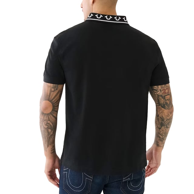 True Religion Mens Polo Shirt
Style Code:  107945
100% Cotton
Made in India
Embossed Arched True Religion Logo
Short Sleeve
Ribbed Collar & Sleeve
Soft Cotton Fabric
Relaxed Fit
Machine Washable
Split Side Hem