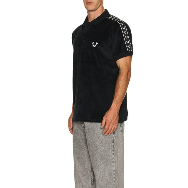 True Religion Mens Polo Shirt
Style Code:  107563
100% Cotton
Made in India
Signature Horseshoe on The Chest
Logo Trim Down The Shoulder Seam
Short Sleeve
Ribbed Collare & Sleeve
Soft Cotton Fabric
Regular Fit
Machine Washable
Split Side Hem