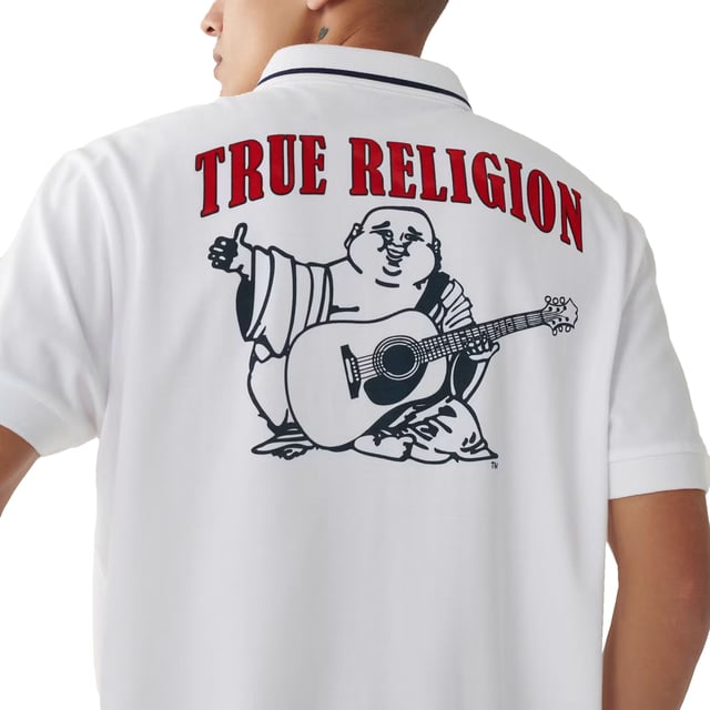 True Religion Mens Polo Shirt
Style Code:  107125
100% Cotton
Made in India
Signature Horseshoe on The Chest
Classic Buddha Logo on The Back.
Short Sleeve
Ribbed Collare & Sleeve
Soft Cotton Fabric
Regular Fit
Machine Washable
Split Side Hem